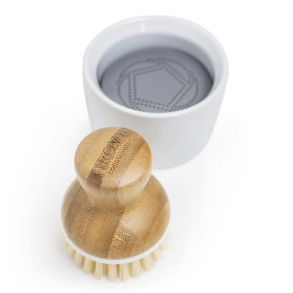 Grove Bamboo Prep Board And Bubble Up Dish Soap Dispenser & Brush